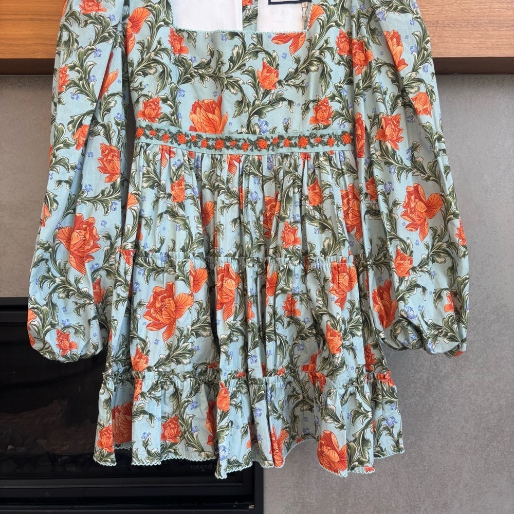 NWT AGUA BY AGUA BENDITA AVENA PEONIA ATARDECER MINI DRESS, SIZE M - Picture 13 of 16